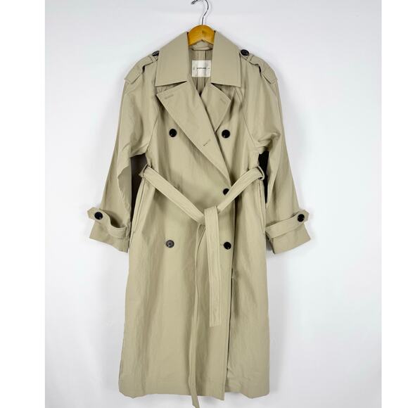 Everlane Women’s The ReNew Long Trench Coat XXS Khaki - Picture 2 of 16